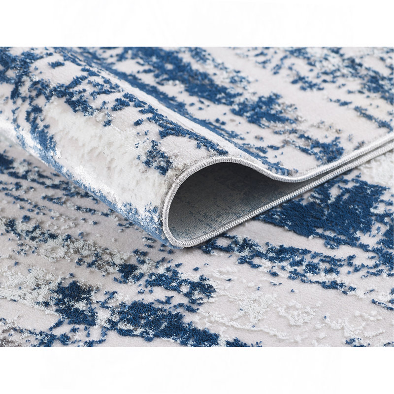 Tapis tissé bleu marine Milano, Rectangle 4pi x 6 pi