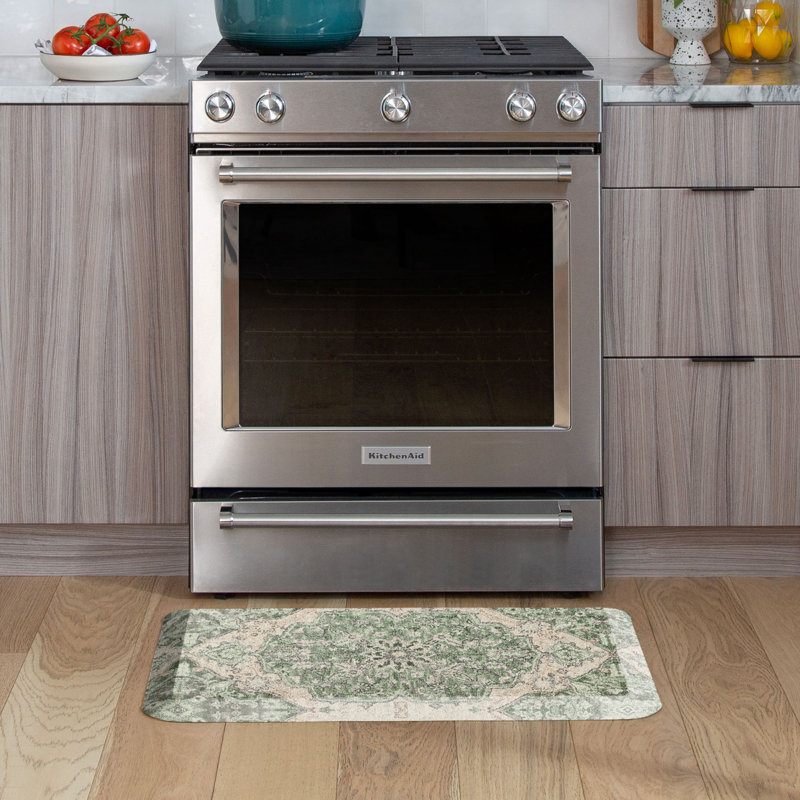 Designer Comfort Anti‑Fatigue Kitchen Comfort Mat – Paloma Medallion Green, 20" x 32", Green
