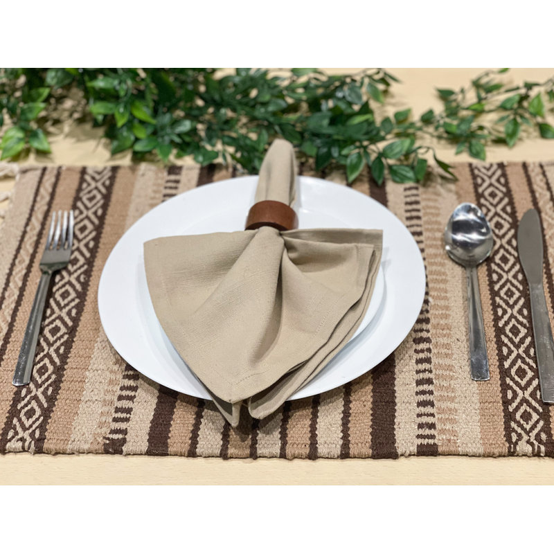 Cotton Striped Rectangle Placemat, Tonal Browns