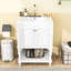 Meuble-lavabo rétro avec lavabo en céramique, tablette ouverte et armoire de rangement fermée-2054642482