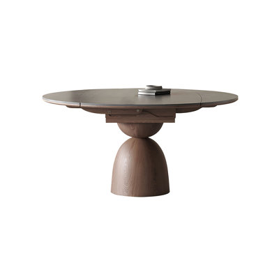Sintered Stone Solid Wood Ash gray and brown Dining Table