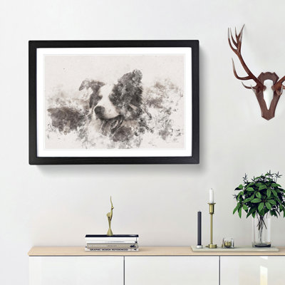 Border Collie Dog in a Meadow - Picture Frame Graphic Art Print