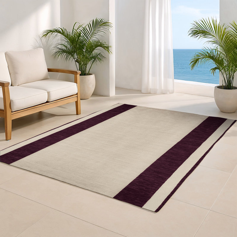 Tapis intérieur / extérieur beige HorizontalStripes, Rectangulaire 3 pi x 5 pi