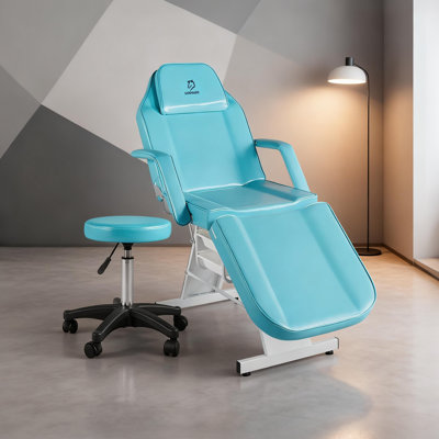  Tattoo Chair Adjustable,facial Chair Multipurpose 73 Inch Spa Facial Bed With Massage Equipment Stool For Beauty Spa Tattoo, Blue