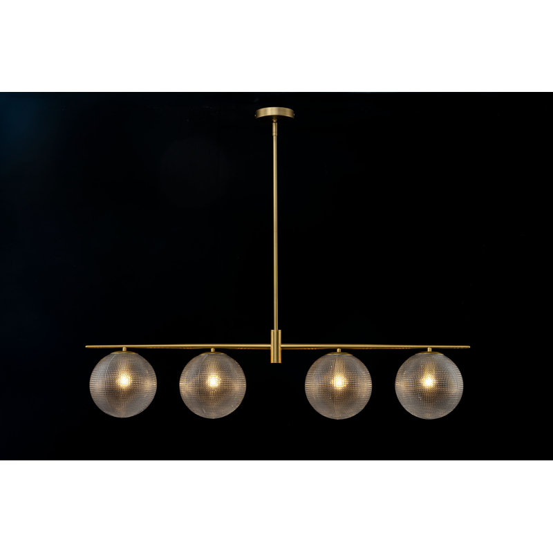 Suspension linéaire à 4 lumières réglables Kaynen, Gold, Clear
