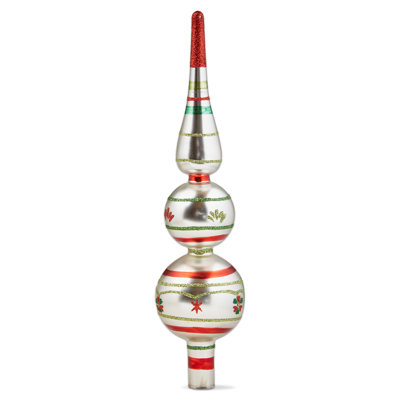 Vintage Finial Tree Topper Red Glass Christmas