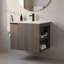 Meuble-lavabo moderne 24 po avec lavabo en céramique blanche Ebern Designs Elmridge - tablettes ouvertes à droite-264194749