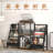 Large Capacity Black Vinyl Record Player Stand With Double Storage And Display Shelves