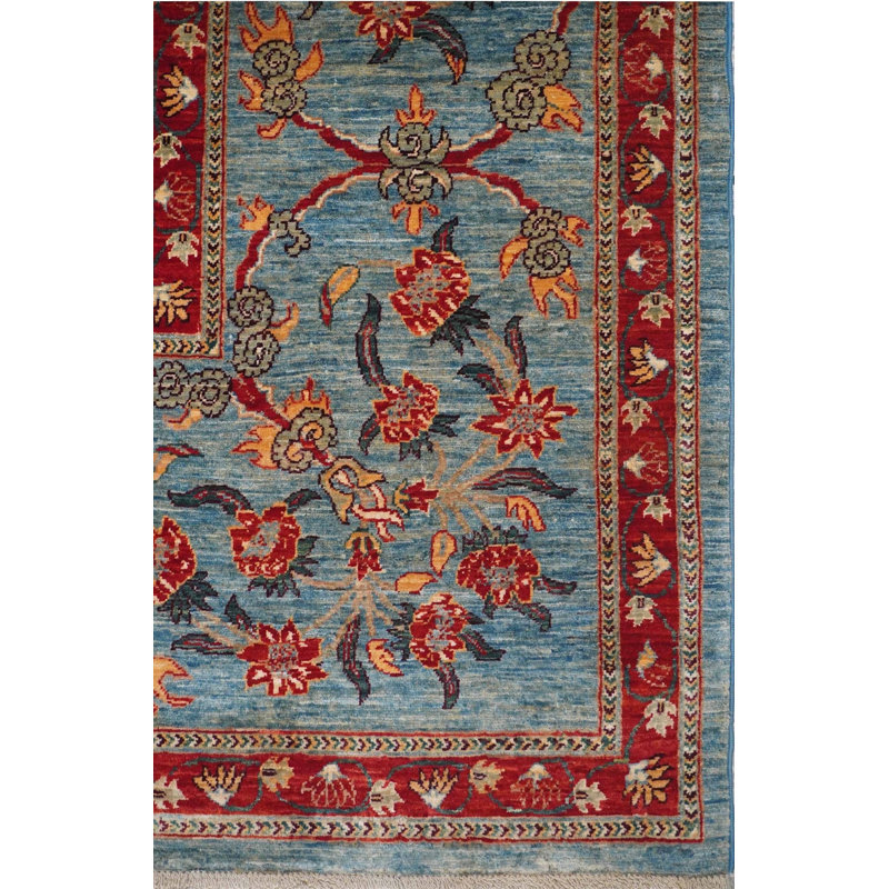 Tapis unique bleu / rouille 9 pi 8 po x 9 pi 9 po Moghul