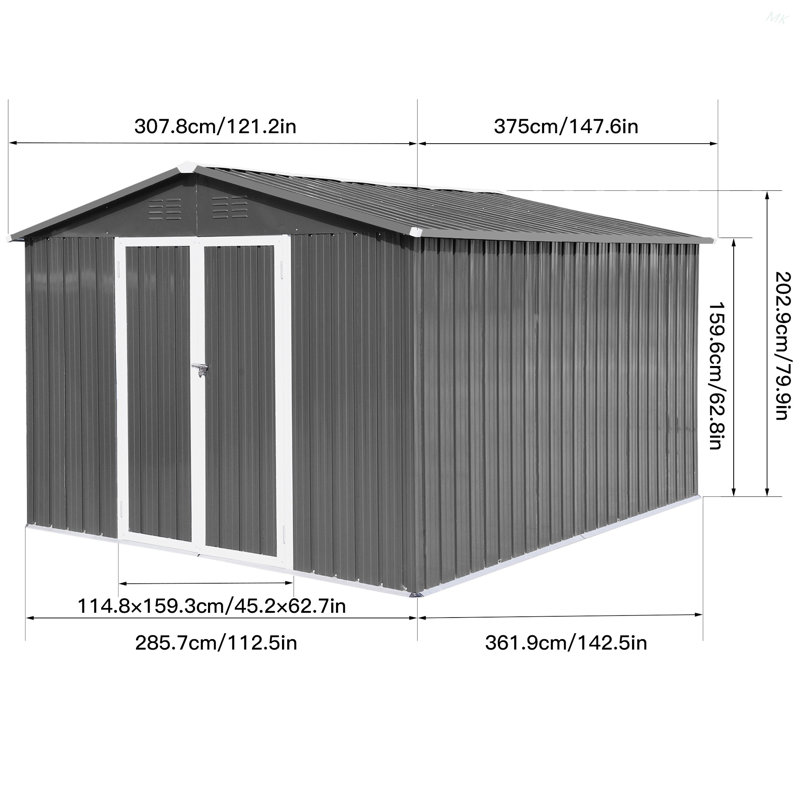 Remises extérieures en métal 10 x 12 pi, gris