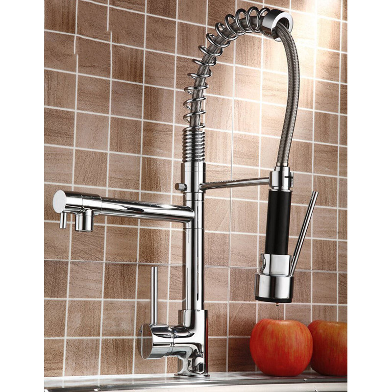 Augusts Tanhaung-8 Pull Down Kitchen Faucet, Chrome/Black