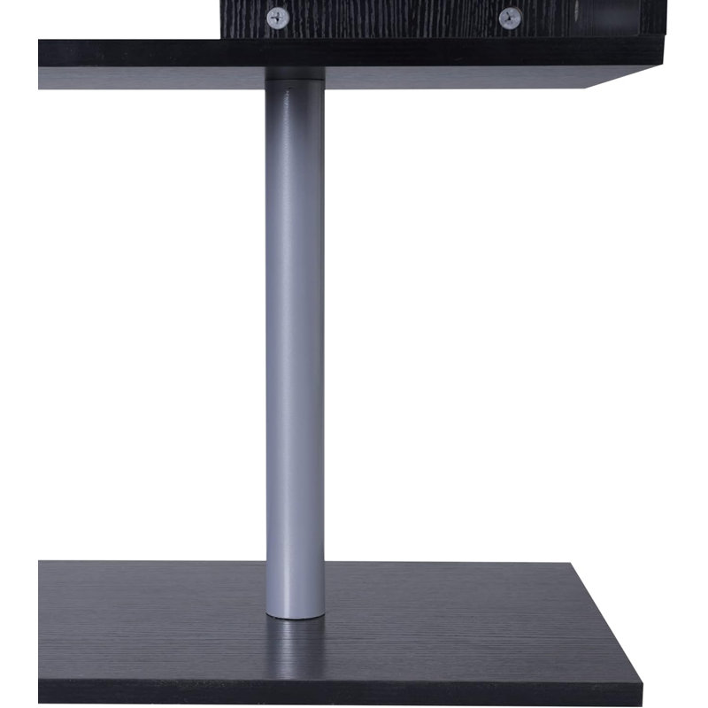 360° Rotating L-Shaped Corner Computer Desk With 3-Tier Storage Shelves, Modern Home Office Workstation, Space-Saving Design