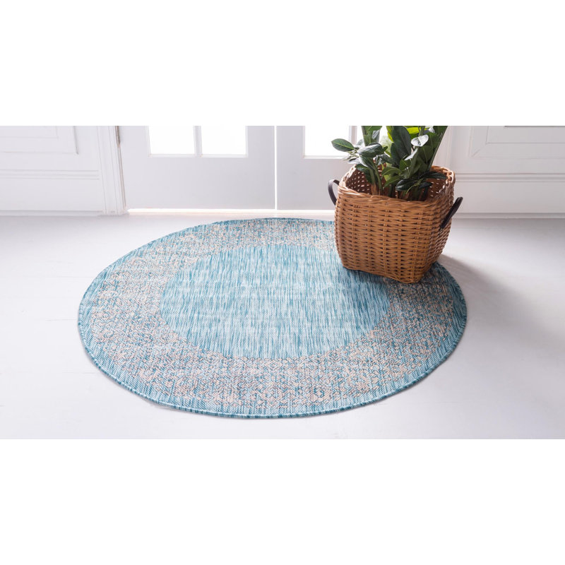 Contemporary Divine Area Rug Green-Blue Colour, Round 10'8"