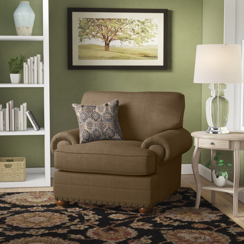Fauteuil club en polyester 45 po Schantz, Polyester brun