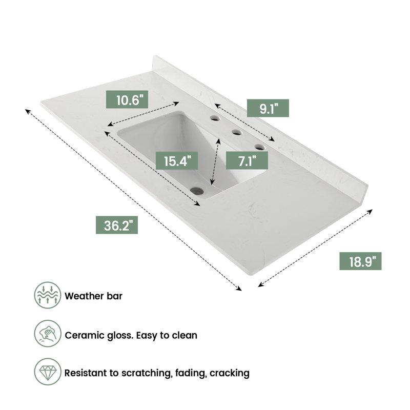 DodreHome 18.9'' White Marble Rectangular Bathroom Sink