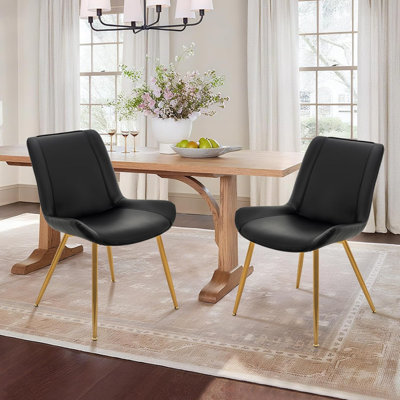 Dining Chairs Set Of 2, PU Leather Upholstered Modern Armless Kitchen Dining Side Chair for Kitchen, Dining, Living, Reception, Office Guest Chairs, and Outdoor