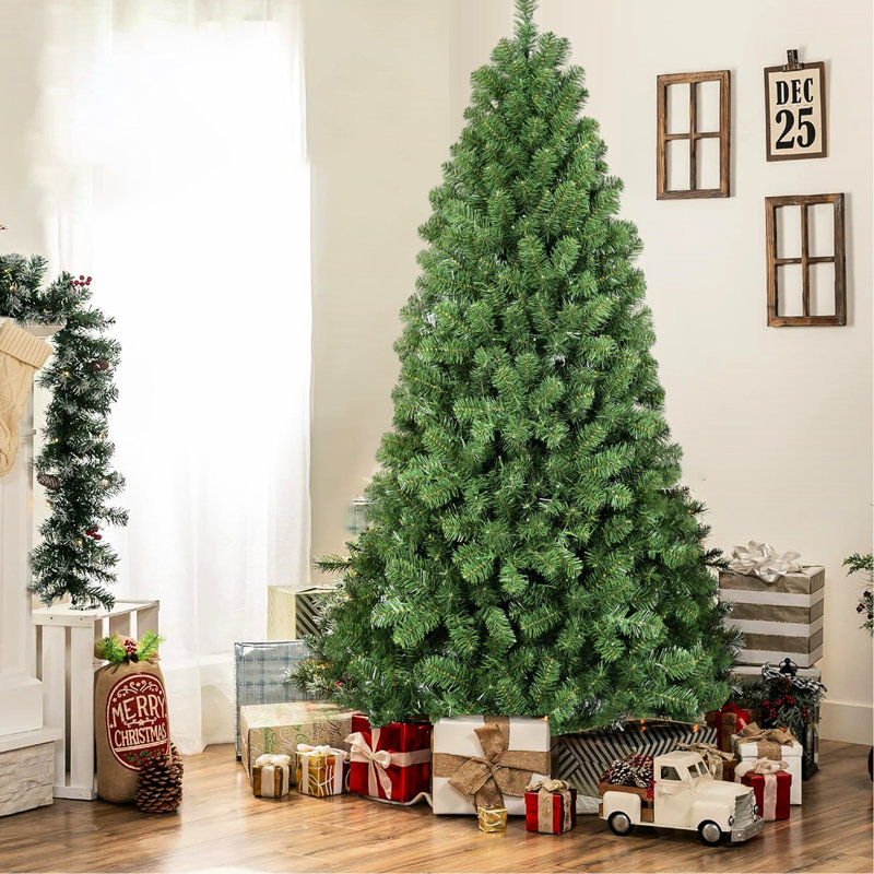Arbre de Noël 8 pi, 1430 pointes, branches en fil de mémoire et conception à charnières pour un décor de Noël d'intérieur, 8'