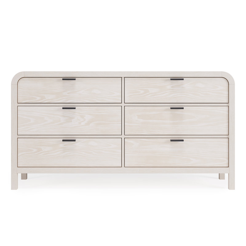 Commode double 6 tiroirs en bois massif et manufacturé Essie, Blanc