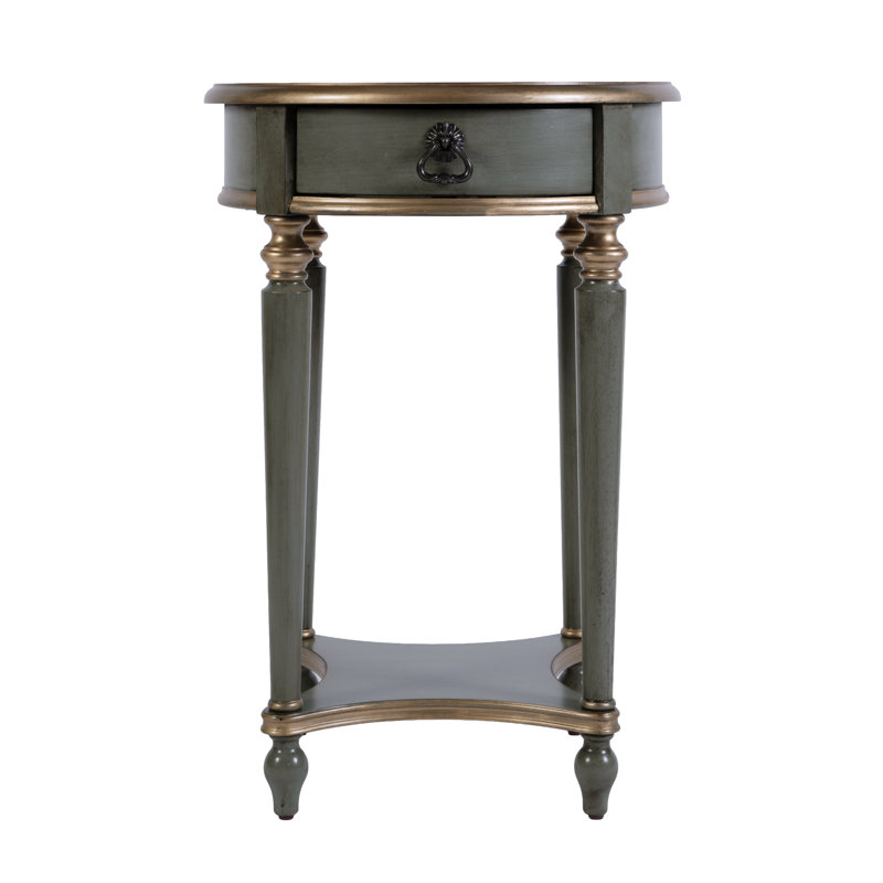 Jules 1 Drawer Round End Table with Storage, Pastel Green