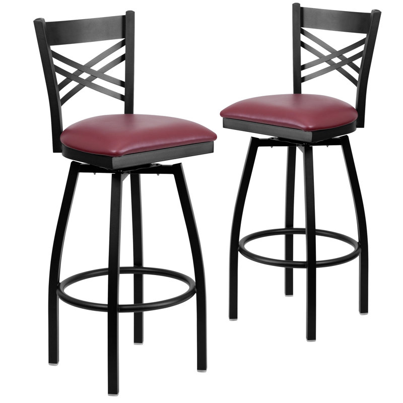 Tabouret de bar pivotant avec dossier en X Chafin, Noir