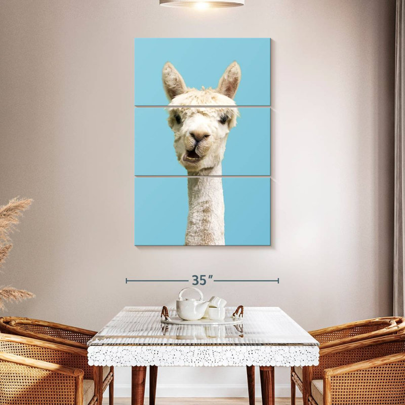 Brampt White Funny Alpaca, 50" H x 32" W