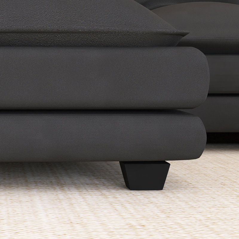 Canapé modulaire rembourré symétrique à 6 places 109,8 po x 55,9 po avec coussins de taille 109,8 po x 55,9 po, Velours gris