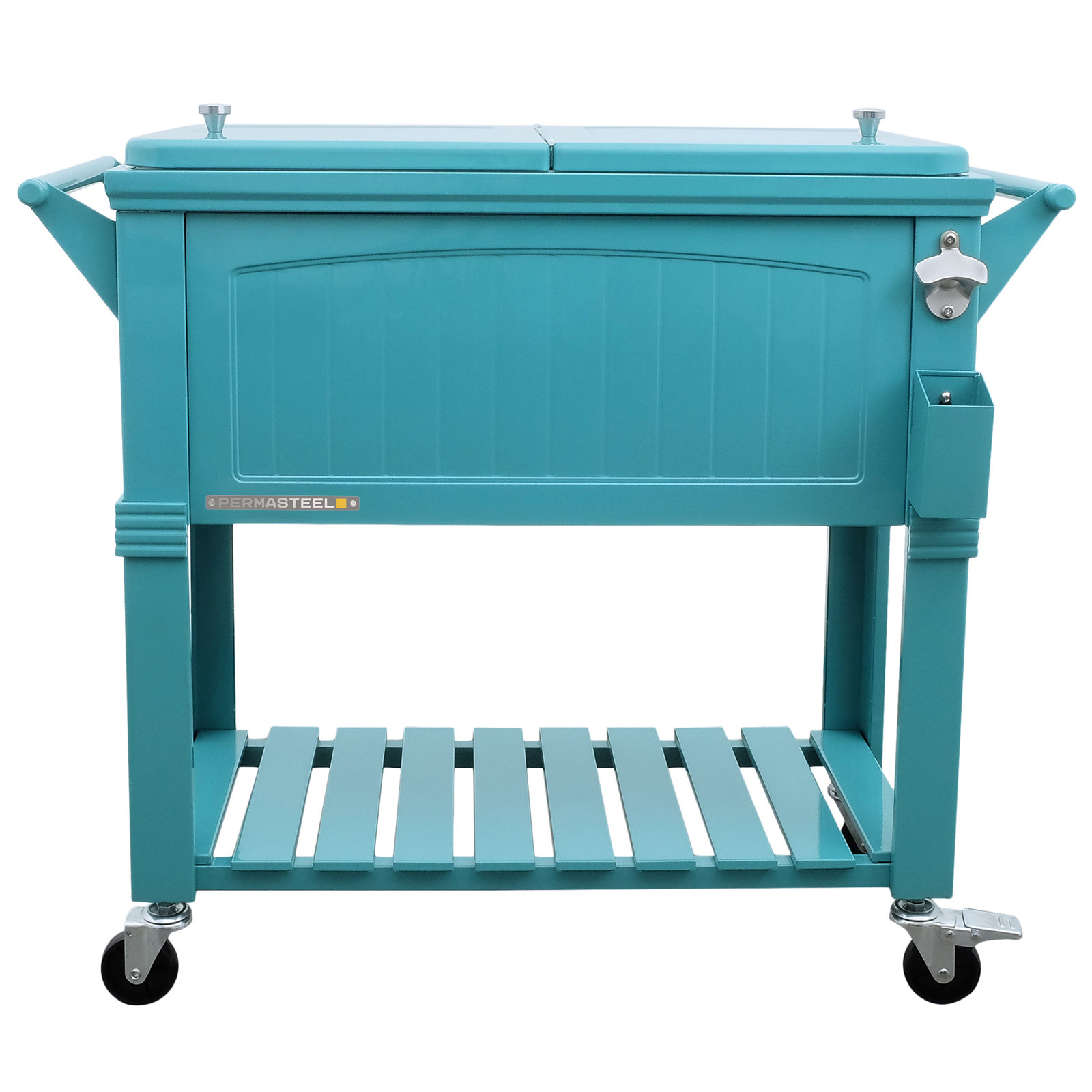 Permasteel Rolling Cooler, Teal, With Divider