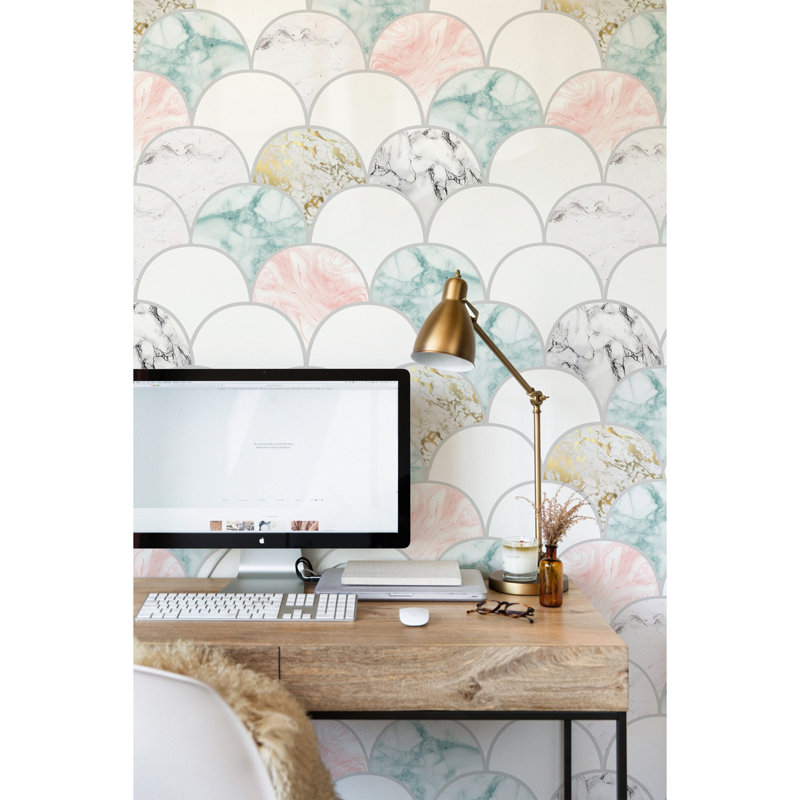 Arees Matte Mural, Pink/Gold, 152 x 104cm