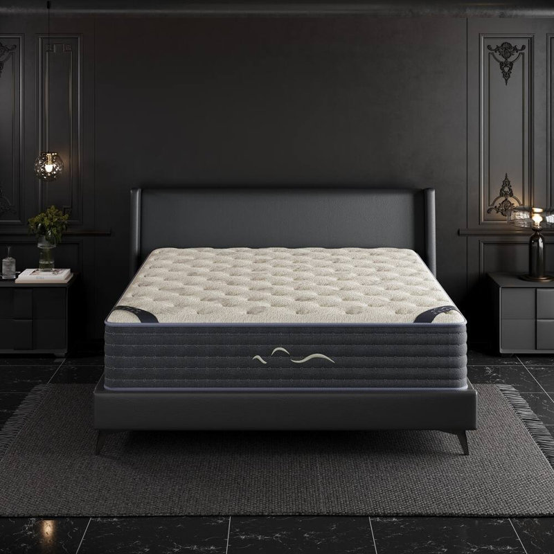 Matelas hybride double face haut de gamme 12/14 po, sensation réversible moyenne / ferme, mousse viscoélastique rafraîchissante avec housse antistatique en cachemire, certifié CertiPUR-US, SGS Fire et Oeko-TEX