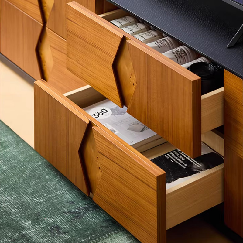 Meuble télé rétro en bois manufacturé noir, 86.61