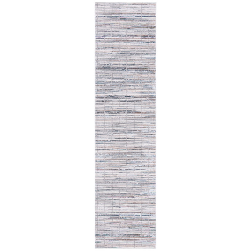 Tapis géométrique gris / ivoire, Tapis de couloir 2 pi 2 po x 9 pi