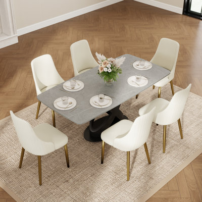 Sintered Stone Top Pedestal Dining Table