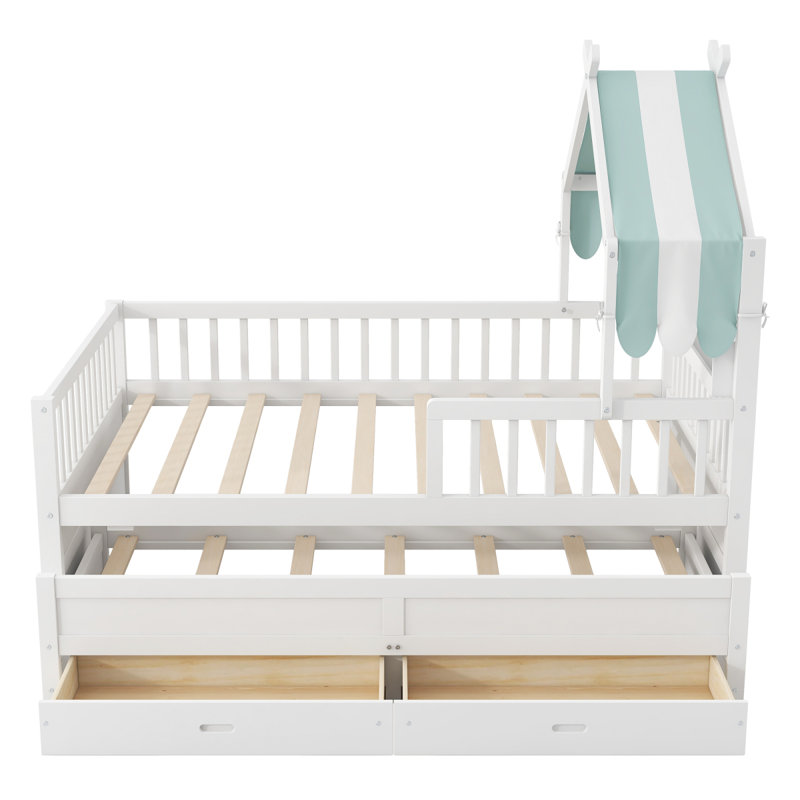 Lit simple avec couchette et tissu, blanc, Twin, White