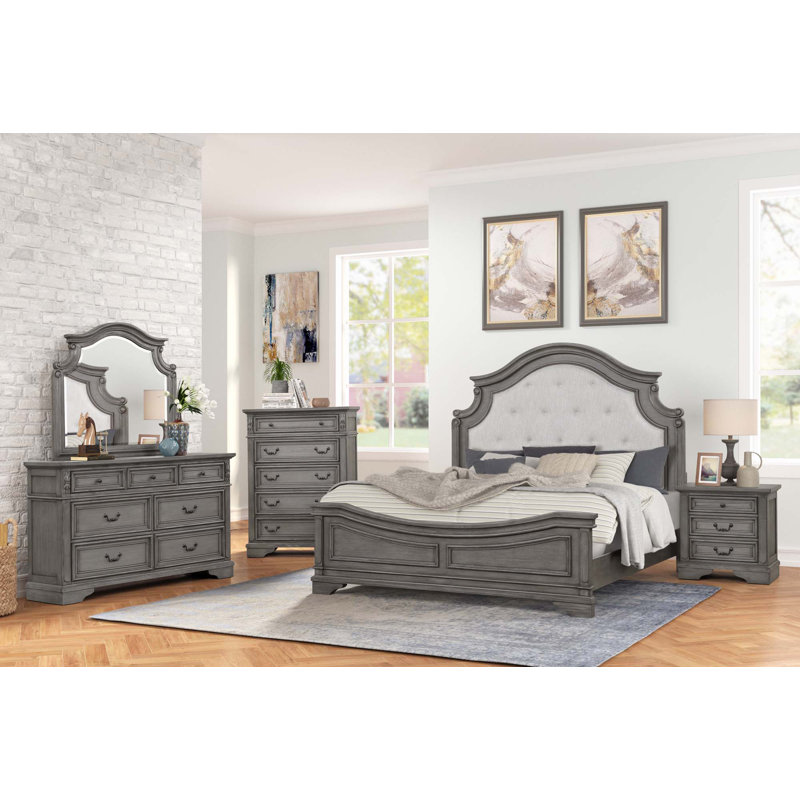 Ensemble de chambre Azoriah, Très grand, 5 Pcs: Bed, 2 Dressers, Nightstand, Mirror
