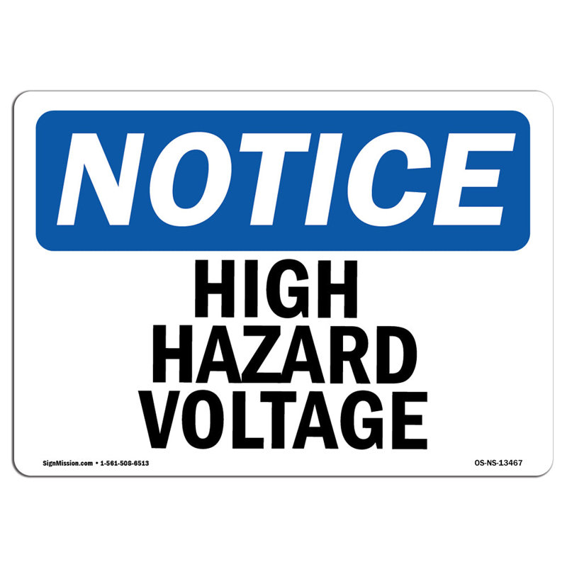 Avis OSHa - Panneau à haute tension dangereuse | Enseigne ou étiquette robuste, H 12 po x l 18 po x P 0,1 po