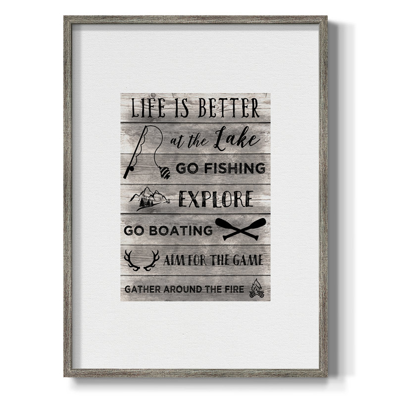 «Life is Better at the Lake», reproduction encadrée - bois massif, H 11 po x l 9 po