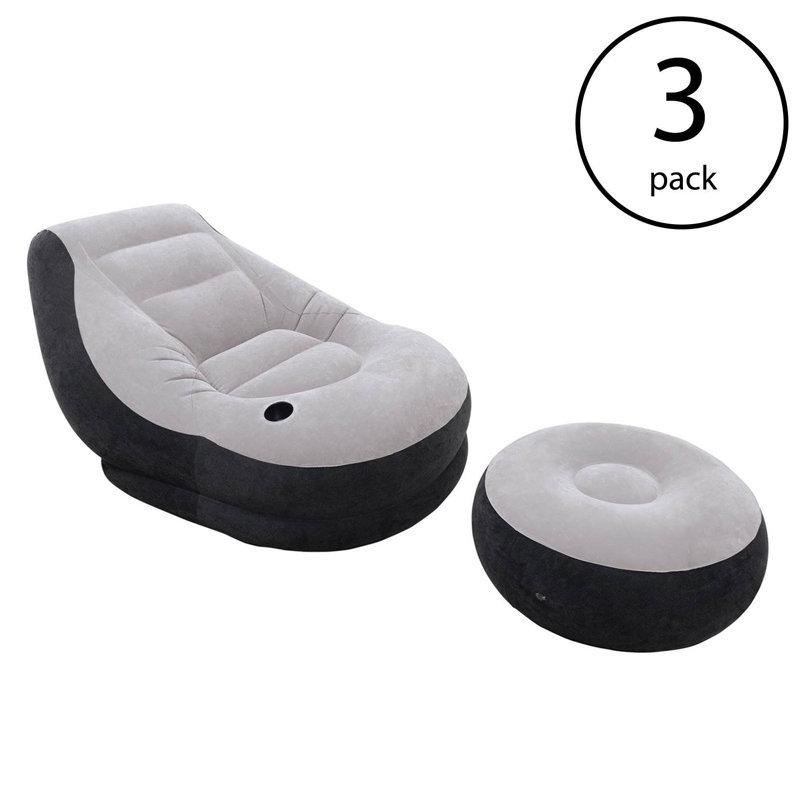 Faux Leather Accent Chair with Ottoman