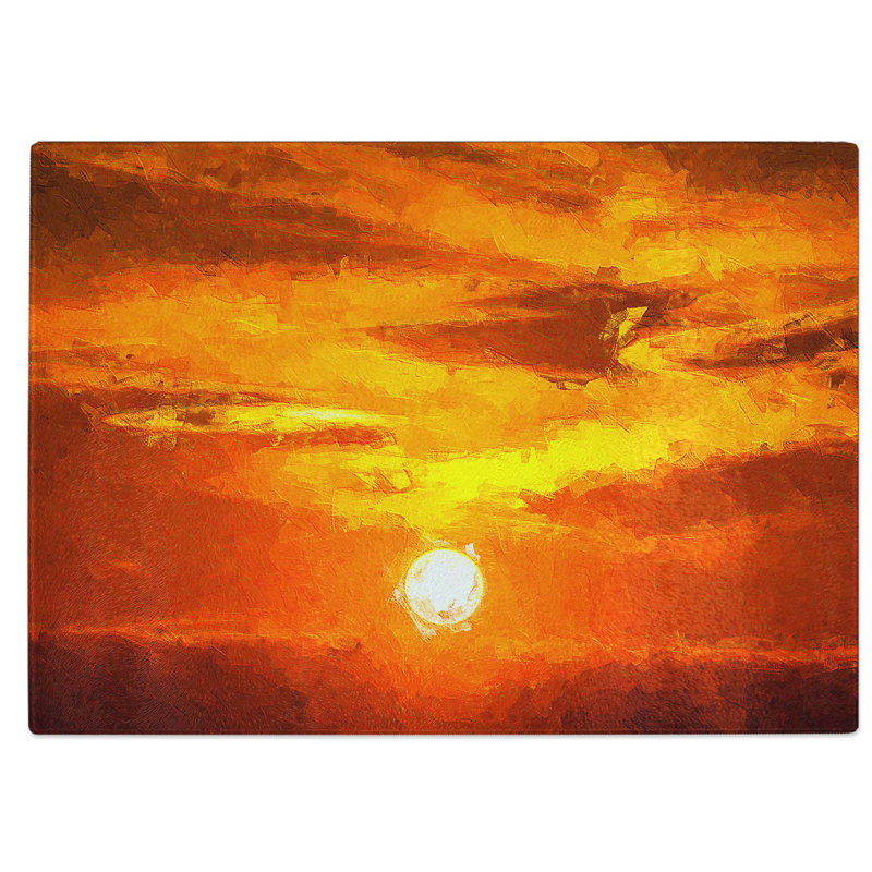 Tempered Glass Striking Sunset Chopping Board, 28.5 cm W x 20 cm L