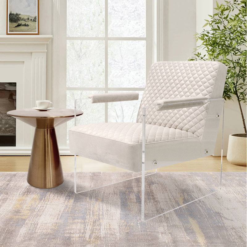 Tribecca 24" Wide Velvet Armchair, Ivory Velvet