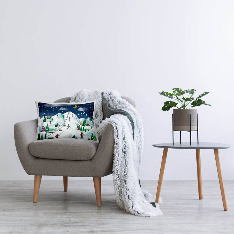 Coussin décoratif à imprimé de nuit en pente, design par Loni Harris