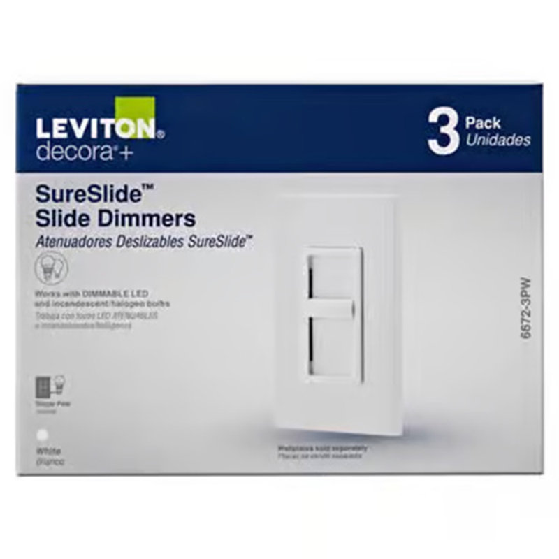 Gradateur à glissière 600 watts Levora Decora SureSlide Watthite