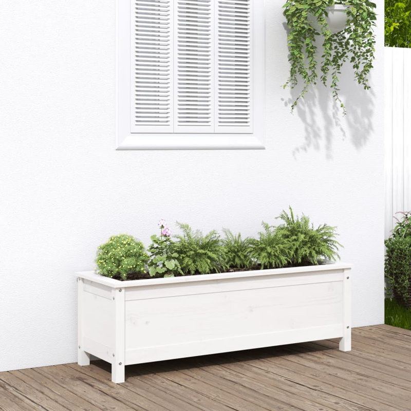Bohlin Wood Raised Garden Bed, Pine, 15.35" H x 47.05" W x 15.75" D, White