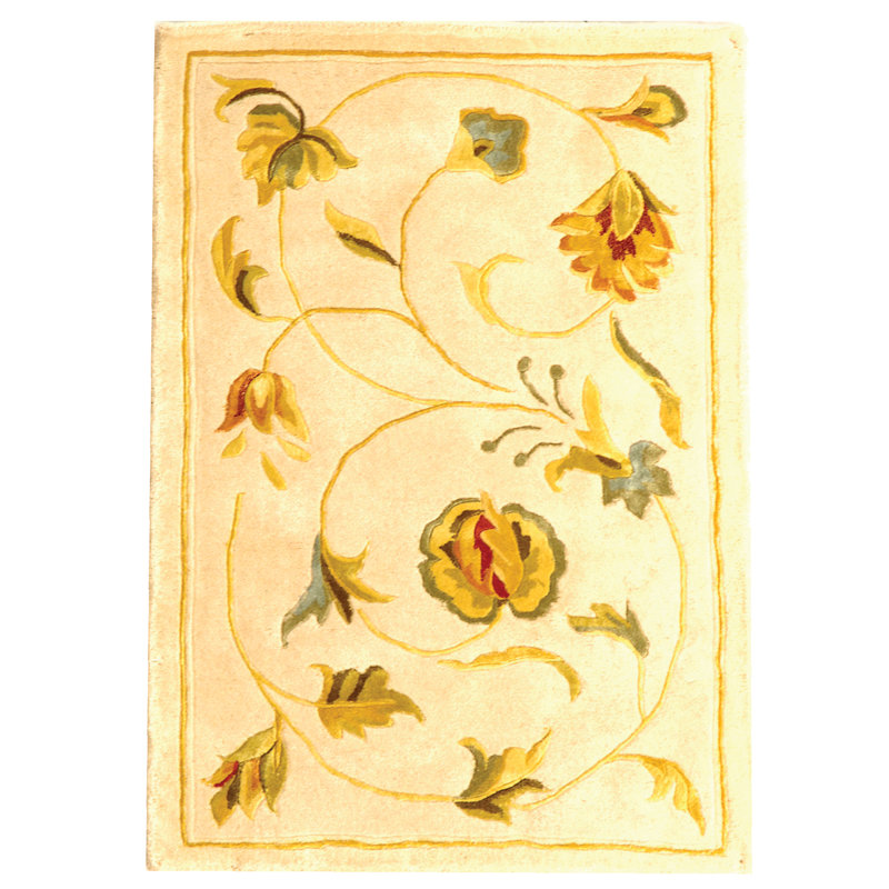 French Tapis Hand Tufted Silk And Wool Floral Rug