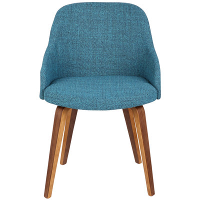 Dining/ Accent Chair in Walnut Wood and Teal Fabric