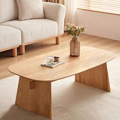 Burlywood Solid Wood Rectangular Coffee Table