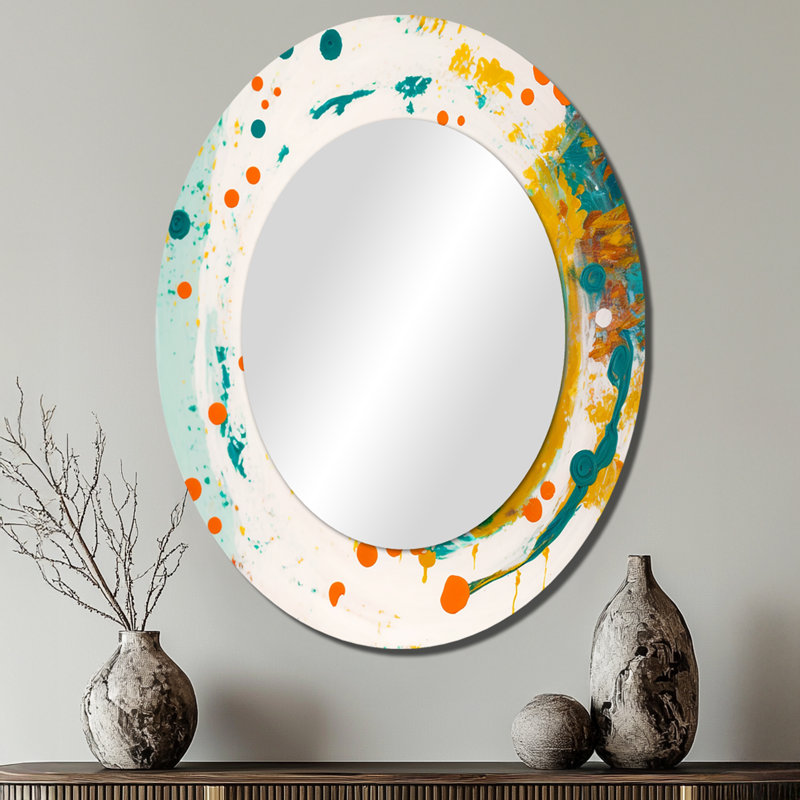 Miroir mural oval spiral mariage ambre électrique et bleu sarcelle, 40 po x 30 po