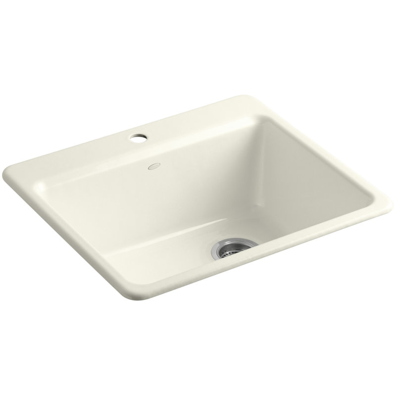 Riverby® 25" L x 22" W x 9-5 8" Bar Kitchen Sink with Basin Rack, 3 holes, Sea Salt