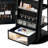 360° Swivel  Arched Jewelry Cabinet, Standing and Lockable Jewelry Armoire with Full-Length Mirror-838720881