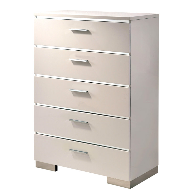 Commode 5 tiroirs Donnellson, Blanc