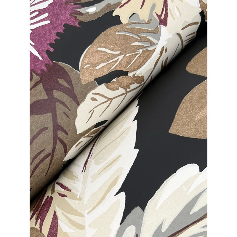 Briarwood Floral Wallpaper Double Roll, Black